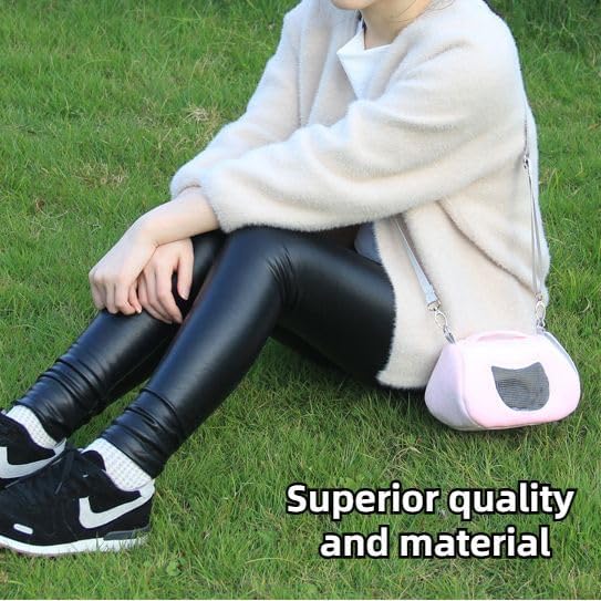 Small Pet Carrier Bag with Adjustable Shoulder Strap Hamster Travel Cage Breathable Carrier Portable Travel Carrier for Birds Sugar Glider Golden Hamsters (Grey)