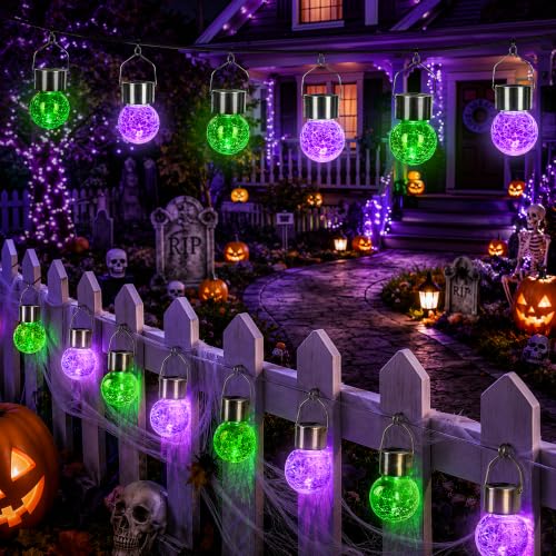 Solar Hanging Lights Outside Halloween Decoration Lanterns 8 PC (8 Count)