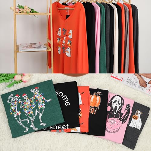 Fall T Shirt for Women Halloween Pumpkin Shirts Family Funny Graphic Ghost Dogs Tee Casual Cute Autumn Tops Halloween Costume Dark Grey Ghost Dog S