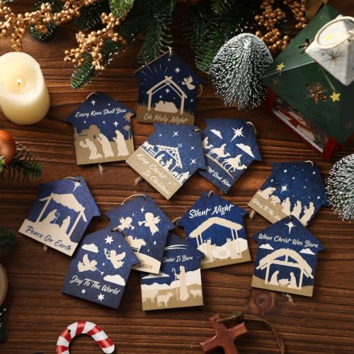 60 Pcs Christmas Ornaments Nativity Scene Wooden (60 Count)