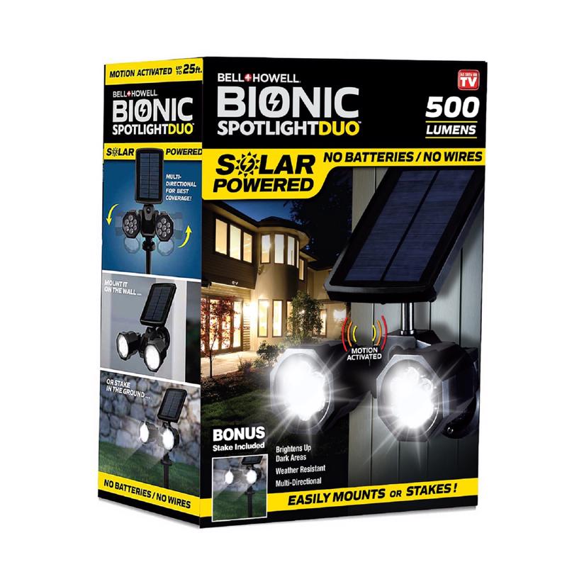 Bell & Howell Bionic Spotlight Duo Motion-Sensing Solar Powered LED Black Spotlight 7782