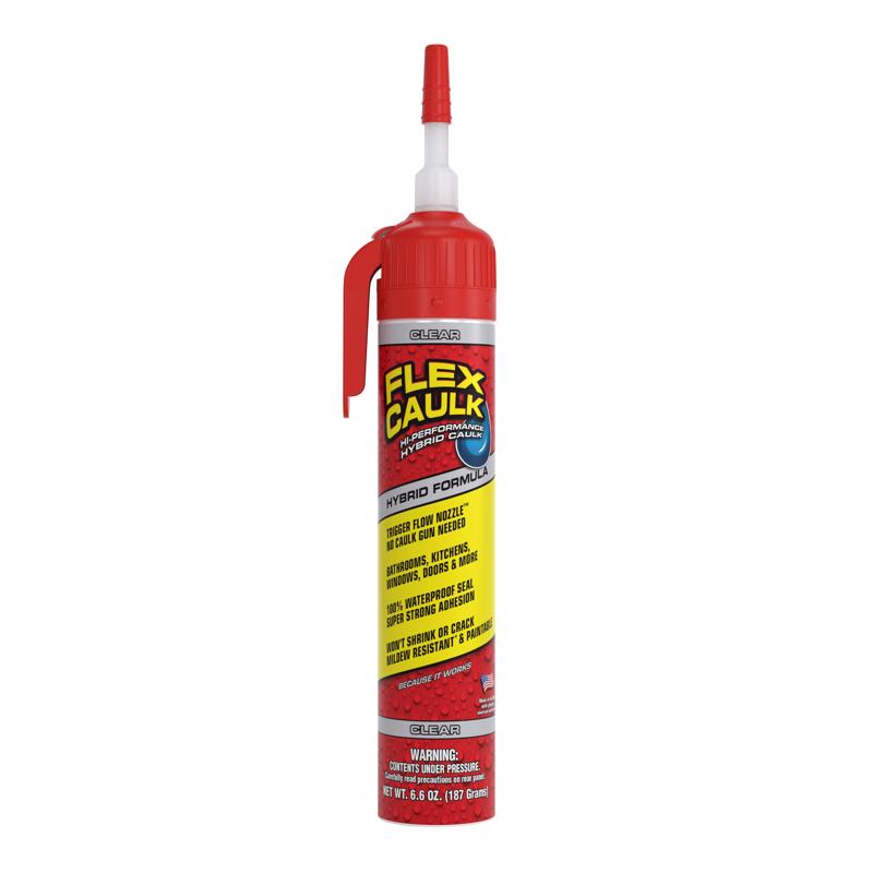 Flex Seal Family of Products Flex Caulk Clear Polymer Advanced Hybrid Polymer Caulk 6.6 oz CFSCLRR675, Pack of 4