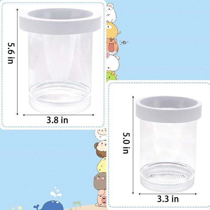 2 Pack Floating Hatching Box Acrylic Suspended Fish Tank Isolation Box Breeding Box Fish Egg Isolation Net Incubation Box (L-Fine Mesh and M-Coarse Mesh)
