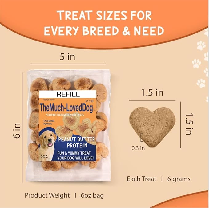 The Much-Loved Dog!™ Peanut Butter Dog Treats – Natural Biscuits for Small Dogs & Large Breeds – Healthy Puppy Treats for small dogs Made in USA, Training Snacks for All Breeds (3 Pack, Peanut Butter)