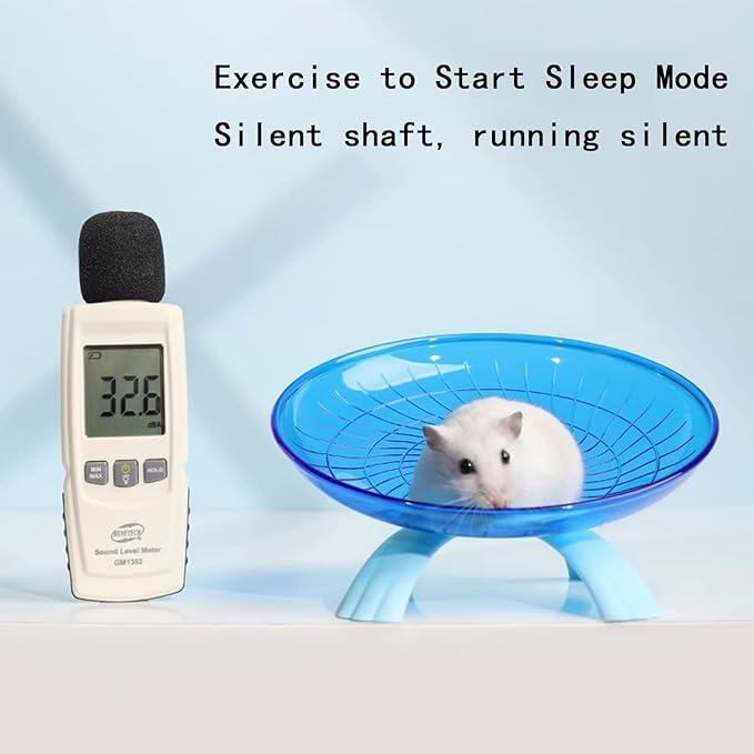 Hamster Flying Saucer Silent Running Wheel, 12 Inch, Suitable for Guinea Pigs, Hamsters, Hedgehogs and Other Small Animals to Ensure Safe Exercise(Blue)