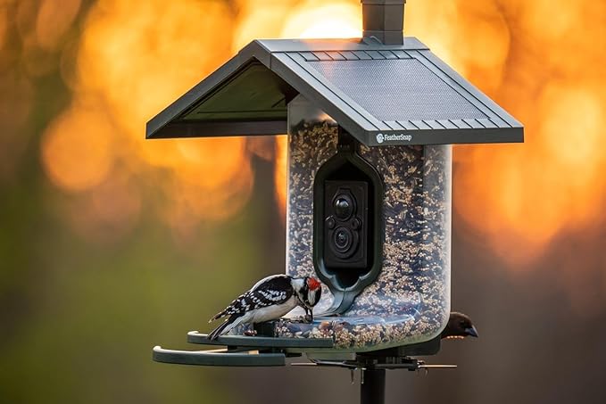 Smart Bird Feeder with AI Identification & HD Camera – Solar-Powered Wi-Fi Feeder Sends Photos & Videos to Your Phone – Includes Pole Mount, Bird Seed, 32GB SD Card, & Cleaning Cloth