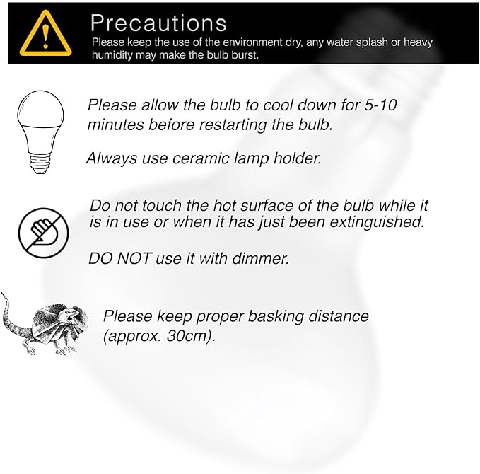 Reptile Heat Bulb Lamp, 2-Pack 75W Daylight Basking Spot, Bearded Dragon/Turtle/Lzard/Gecko Light Bulb, UVA Heat Lamp, Basking Light for Reptiles