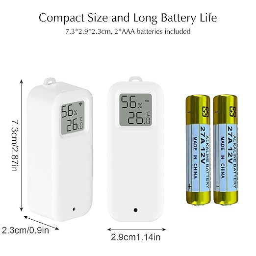 Room Thermometer Indoor, WiFi Humidity Meter with Smart Alert, Data Storage and Calibration, Temperature and Humidity Monitor for Baby Room, Greenhouse, White 1 Pack with Screen