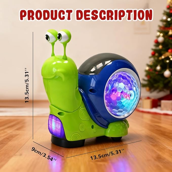 Luminous Electric Snail Toy,Glowing and Music Playing Crawling Snail Toys,Christmas Interactive Gifts for Dogs Cats (Green/1pcs)