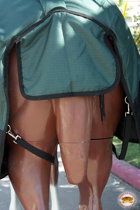HILASON 1200D Winter Waterproof Poly Horse Turnout Blanket Belly Wrap Green | 84 in