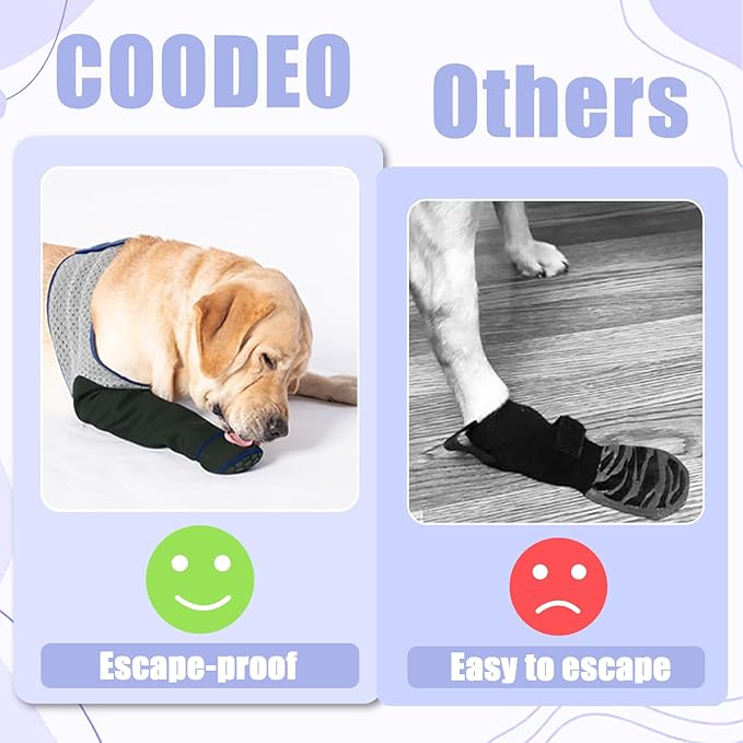 COODEO Dog Socks to Prevent Licking Paws, Healing Boots & Paw Protectors with Non-Slip Bottoms for Wound Protection, Waterproof Sleeve Shoes for Licking(Grey,XL_Left