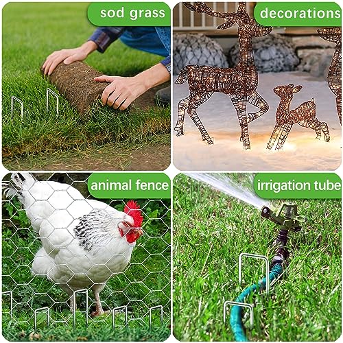 150 Pack Landscape Staples 4 Inch 12 Gauge Garden Stakes (150 Count)