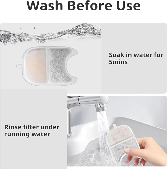Cat Water Fountain Filter Pet Drinking Fountain Filter for 135 fl.oz/4L Wilreless Cat Water Fountain-6 Set Replacement Filters with Sponges