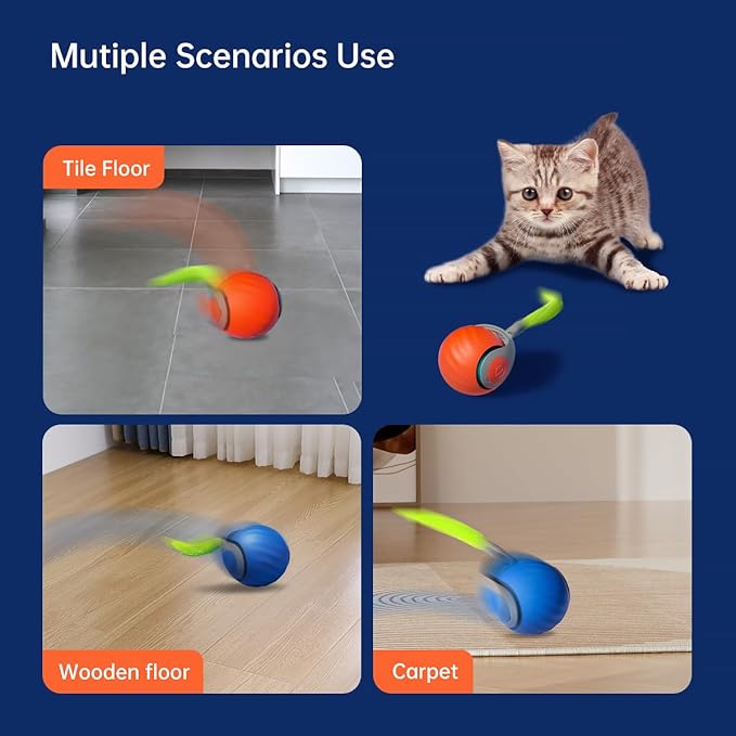 Petgravity Speedy Sprint Ball Toy for Cat Type-C Rechargeable Interactive Cats Toy Orange