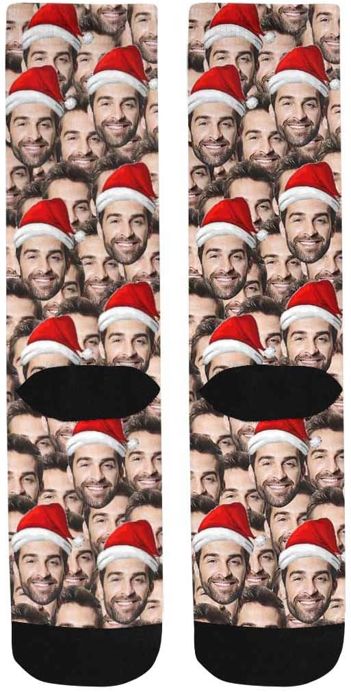 MyPupSocks Custom Personalized Photo Pet Face Socks, Cat and Dog Tracks Paws Bones Crew Socks with Picture for Men Women