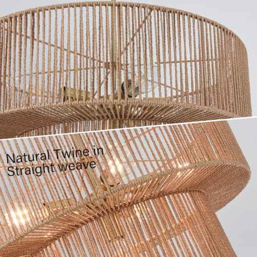 6 Light Boho Rattan Chandelier Light Fixture