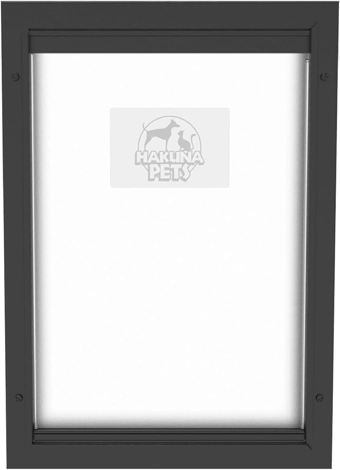 Hakuna Pets Deluxe Aluminum Pet, Cat and Dog Door with 2-Way Locking Panel for Screens, Doors and Walls up to 2.8" Thick, Medium, Black