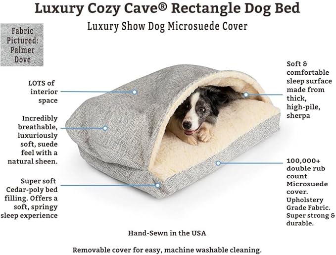 Snoozer Pet Products Luxury Rectangle Cozy Cave Dog Bed with Microsuede, Showdog Collection, Extra Large, Merlin Camel