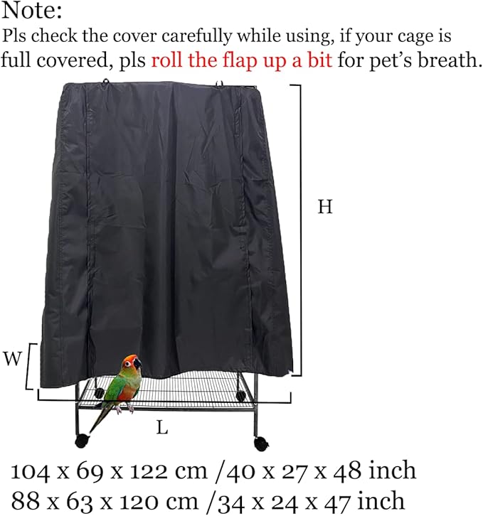 J&C Large Bird Cage Cover 420D Bird Cage Covers Heavy Duty Birdcage Cover Waterproof Bird Cage Covers for Night Blackout Sunlight Patio Birdcage Covers