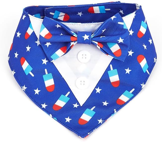 Dog Tuxedo, Adjustable Formal Wedding Outfit Bandana Dog Tux Collar with Bow Tie, Pet Birthday Valentines Outfit Cosplay(Medium)