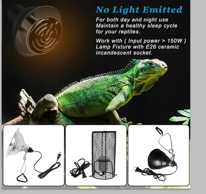 DOMICA 75W 2 Pack Reptile Heat Bulbs for Beared Dragon, Ceramic Heat Emitter, E26 No Light Heating Bulbs for Turtle, Lizard, Snake, Amphibians, Pet Brooder Coop Chicken (75W-Small to Medium Tank)
