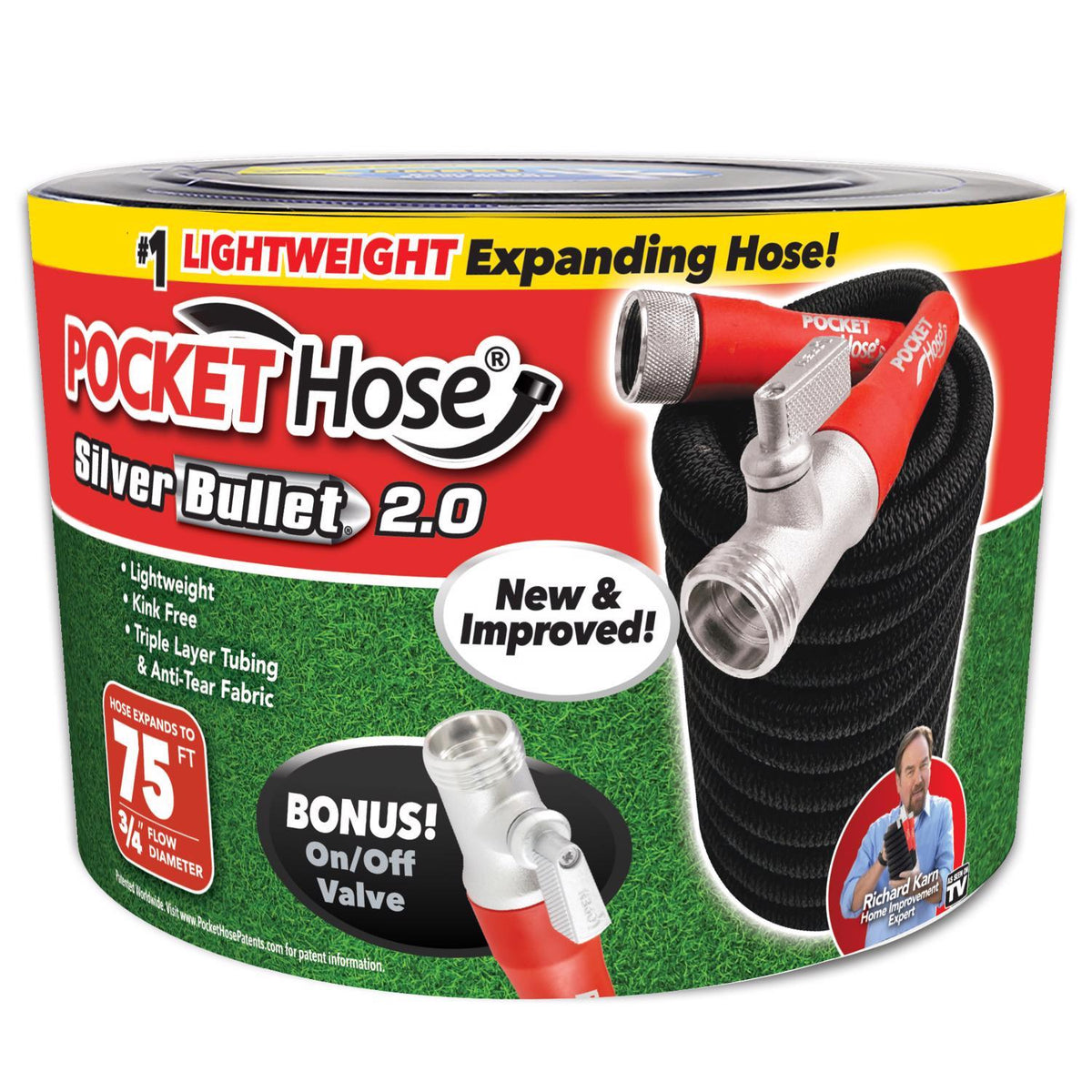 Pocket Hose Silver Bullet 2.0 3/4 in. D X 75 ft. L Medium Duty Expandable Flexible Garden Hose 17824-6