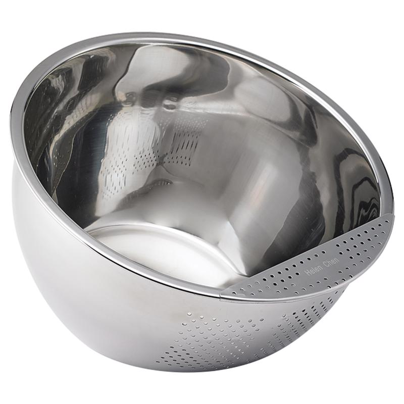 Helens Asian Kitchen Silver Stainless Steel Rice Washing Bowl 3 qt 97123