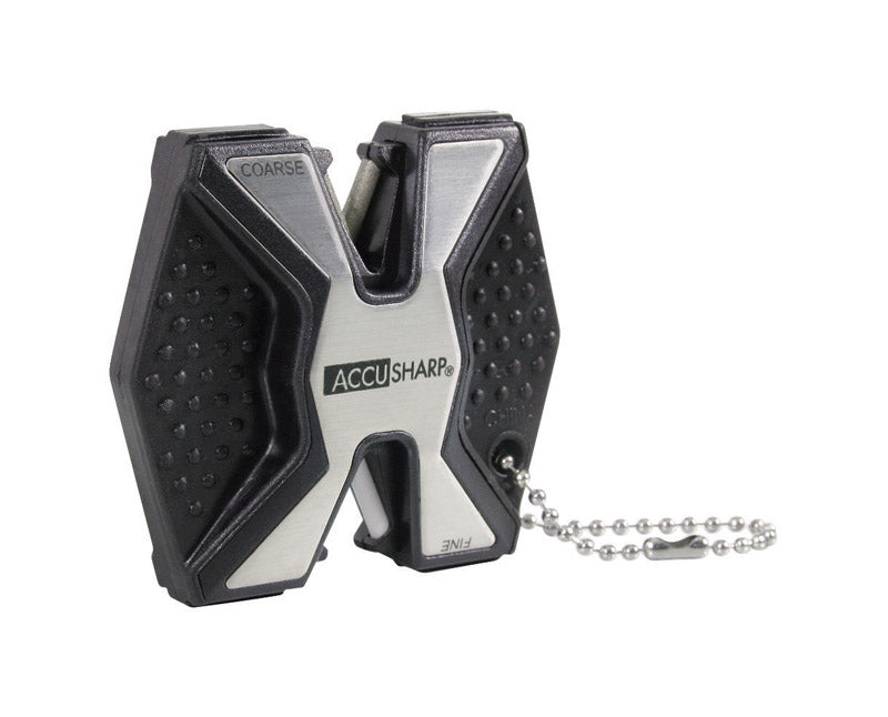 AccuSharp Brushed Nickel Diamond Abrasive 2 stage Knife and Tool Sharpener 017C