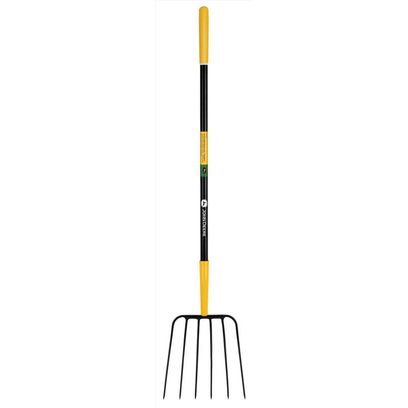 John Deere 6 Tine Steel Manure Fork 48 in. Fiberglass Handle BPJ-6F-JD