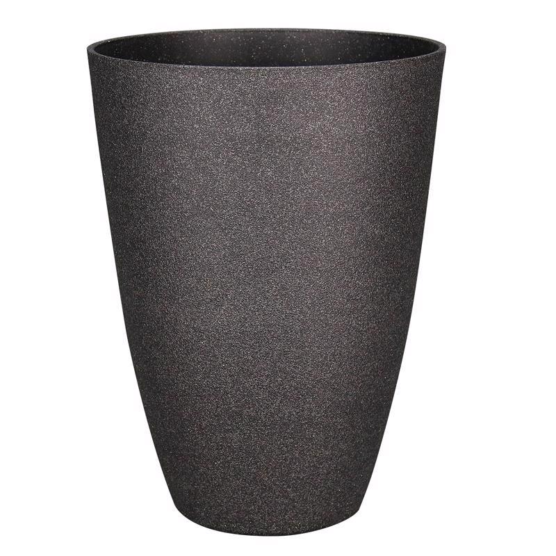 L&G 21.9 in. H X 16 in. D Polyresin Speckle Tall Planter Charcoal PVC2016SCI