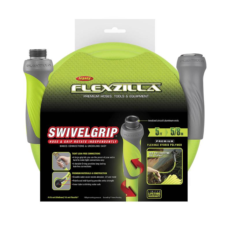 Legacy Flexzilla SwivelGrip 5/8 in. D X 5 ft. L Heavy Duty Premium Grade Garden Hose HFZG505YWS