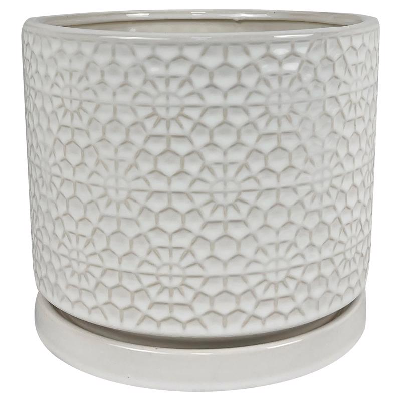 Border Concepts 10 in. D Ceramic Amelia Planter White 533335