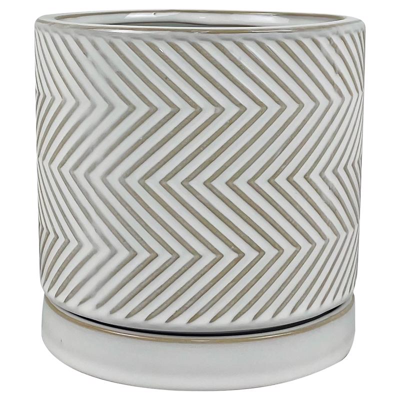 Border Concepts 6 in. D Ceramic Cross Pattern Planter White 533337, Pack of 6