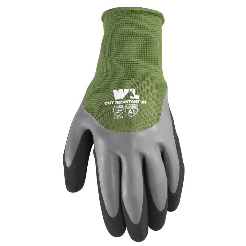 Wells Lamont Men's Indoor/Outdoor Latex Coated Grip Gloves Gray/Green M 1 pair 609M-300