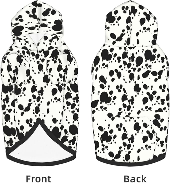 Halloween Dalmatian Dog Costume, Cute Animal Dalmatians Print Winter Clothes Sweaters for Halloween Cosplay Autumn Pets' Wear Dog Winter Hoodies with Pocket for Medium Large Dogs XL