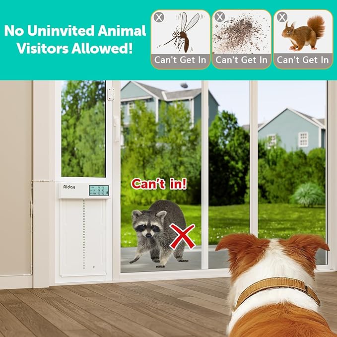 Automatic Sliding Glass Dog Door with Collar Sensor,X-Large Electric Doggy Door for Sliding Glass Doors, Adjustable 76" to 80-11/16" Slider Height, Anti-Pinch, Fits XLarge Dogs Up to 220 Lbs (XL)