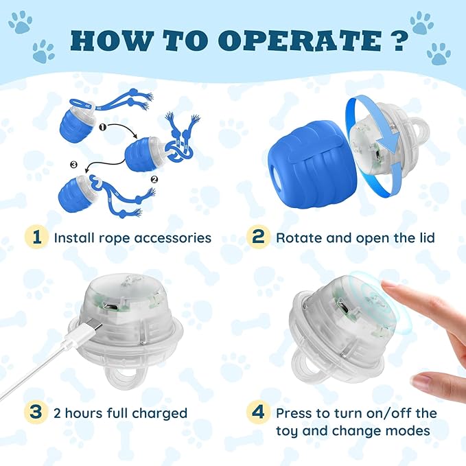 Interactive Dog Toys - 2026 Upgraded Motion Activated Balls for Medium/Large Dogs, Automatic Moving Dogs Toy Wicked Ball for Boredom, Interactive Dog Ball to Keep Them Busy(Blue)