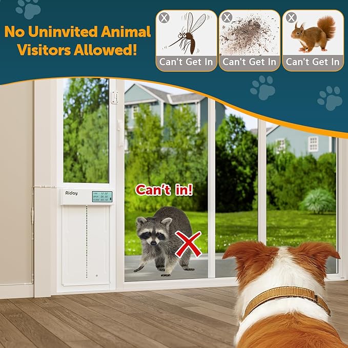 Automatic Sliding Glass Dog Door with Collar Sensor,X-Large Electric Doggy Door for Sliding Glass Doors, Adjustable 76" to 80-11/16" Slider Height, Anti-Pinch, Fits XLarge Dogs Up to 220 Lbs (XL)