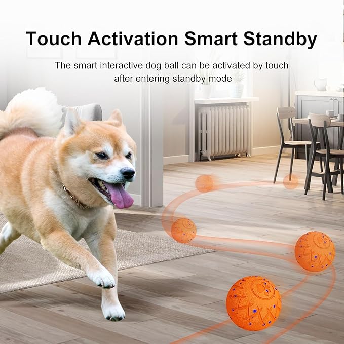 Interactive Dog Ball, Moving, Bouncing and Rotating, Silent Foam Material, IP54 Waterproof Rating, Smart Active Rolling, Stimulation Toys for Medium and to Keep Them Busy
