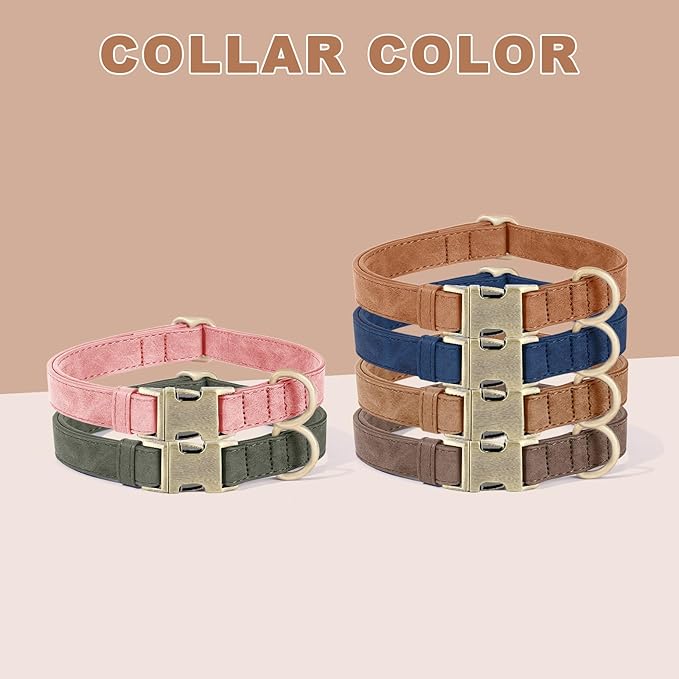 Genuine Leather Dog Collar - Adjustable Pet Collar with Quick Release Metal Buckle, Soft Skin Friendly Real Leather Collar for Small, Medium, Large Dogs (Dark Brown, L:Fit 15-23" Neck)