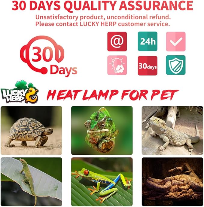 LUCKY HERP Infrared Heat Lamp 50W 2 Pack,Reptile & Amphibian Basking Spot Light Bulbs, Red Heat Lamp Bulbs for Reptiles, Bearded Dragon, Turtle, Lizard, Snake, Chicken