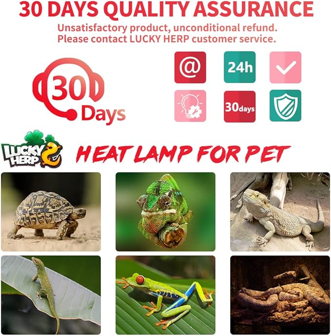 LUCKY HERP 100W Reptile Heat Lamp Bulb 2 Pack, Amphibian Infrared Basking Spot Light Bulb, Red Heat Lamp Bulbs for Reptiles, for Turtle, Bearded Dragon, Lizard, etc