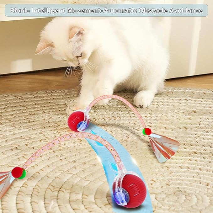 New Upgraded Cat Ball Toy - Speedy Tail 2.0 Cat Toy, Interactive Cat Toy Ball, Stimulating Toys and Juguetes para Gatos, Cat Toys for Bored Indoor(Sound Switchable) (Blue)