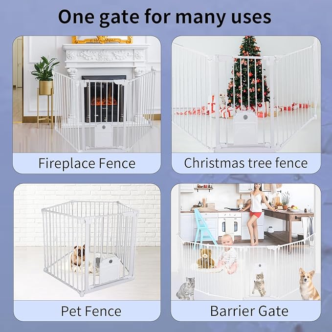 81.11" Extra Wide Baby Gate with Cat Door, Auto Close Pet Gates Dog Gate, Hardware Mounted Walk Through Swing Safety Baby Gates for Stairs, Doorways, Kitchen, House, 30" Tall, 3 Panels