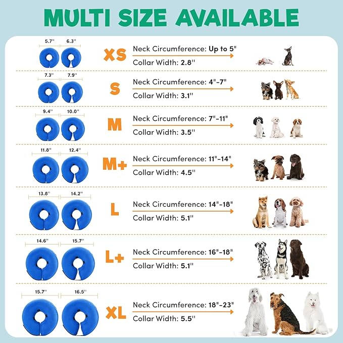 BENCMATE Inflatable Dog Cone Collar Alternative, Soft Dog Cone for Small Medium Large Dogs and Cats, Neck Recovery ECollar Donut Collar After Surgery (Large, Dark Grey)