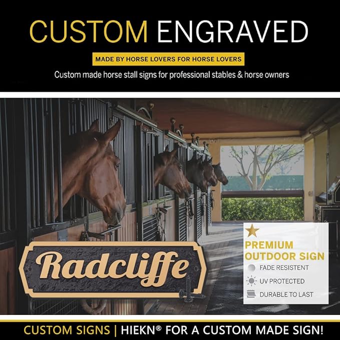Acrylic Horse Stall Name Plate, 2.4" x 8" Personalized Stall Signs, UV Protected, Custom Pet Name Sign, All Weather Adhesive, Mounting (Rose Gold, Style 1)