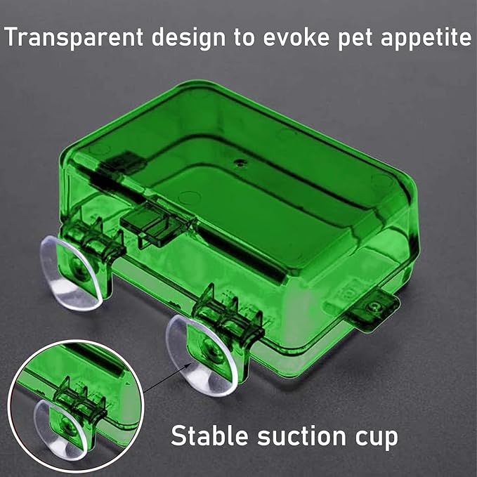 Tfwadmx 2 Pcs Reptile Feeder Chameleon Bowl Water Dish with Suction Cup Gecko Worm Feeder Anti-Escape Chameleon Supplies Accessories for Iguana Lizard Bearded Dragon Snakes (Green,S)