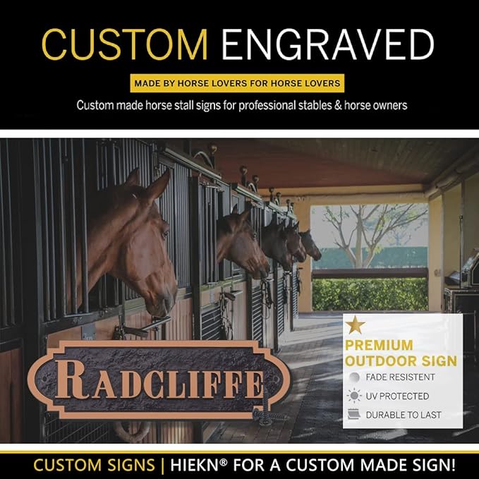 Acrylic Horse Stall Name Plate, 2.4" x 8" Personalized Stall Signs, UV Protected, Custom Pet Name Sign, All Weather Adhesive, Mounting (Antique Copper, Style 6)