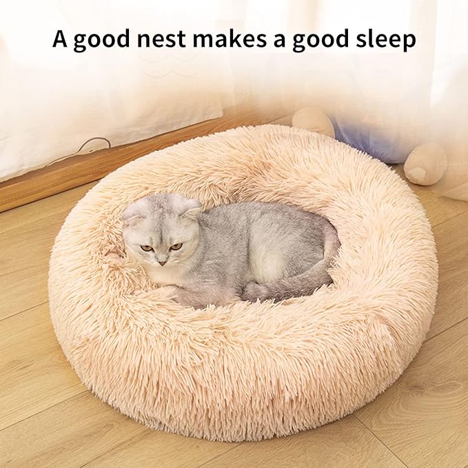 Nisrada Cat Beds for Indoor Cats,20 Inch Dog Bed for Small Melium Large Dogs, Washable-Round Pet Bed for Puppy and Kitten with Slip-Resistant Bottom