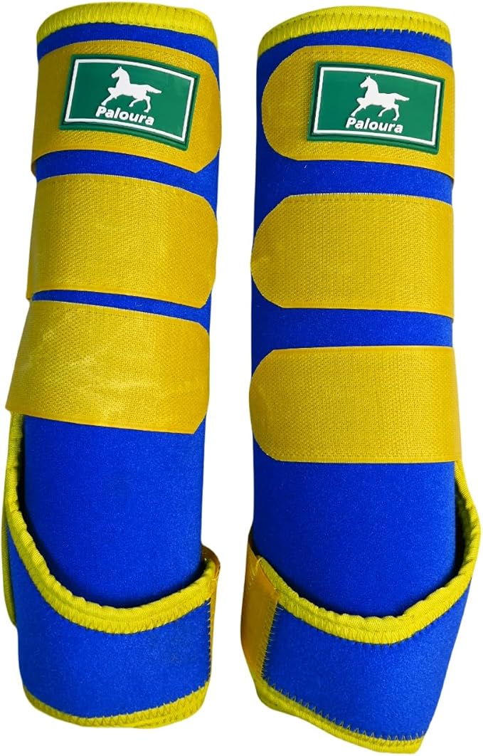 Equine Sport Horse Boots Set of 4 – Neoprene Leg Protection with Durable Hook & Loop Straps, Breathable & Comfortable Fit for Training, Riding, and Performance(Blue, Medium)